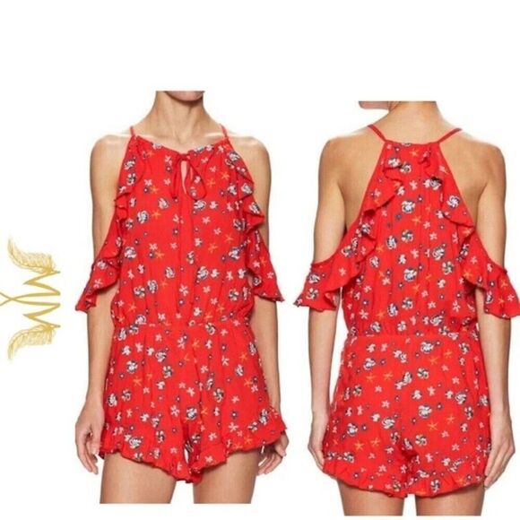 Winston White Red floral cold shoulder Romio Romper size small - Picture 10 of 10